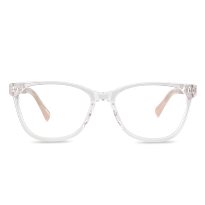 anteojos opticos agatados de color transparente de moda para mujer de cara redonda. Varillas de madera natural sustentable de madera de nogal#color_transparente