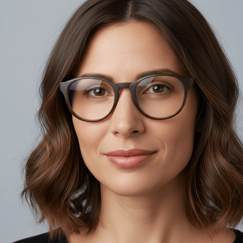 Ashley tono café lentes de lectura mujer vista de frente #color_brown