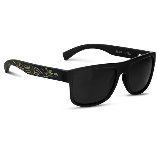 anteojos de sol rectangulares polarizados negros pata de madera  para hombre y mujer con lentes de color negro#color_waves