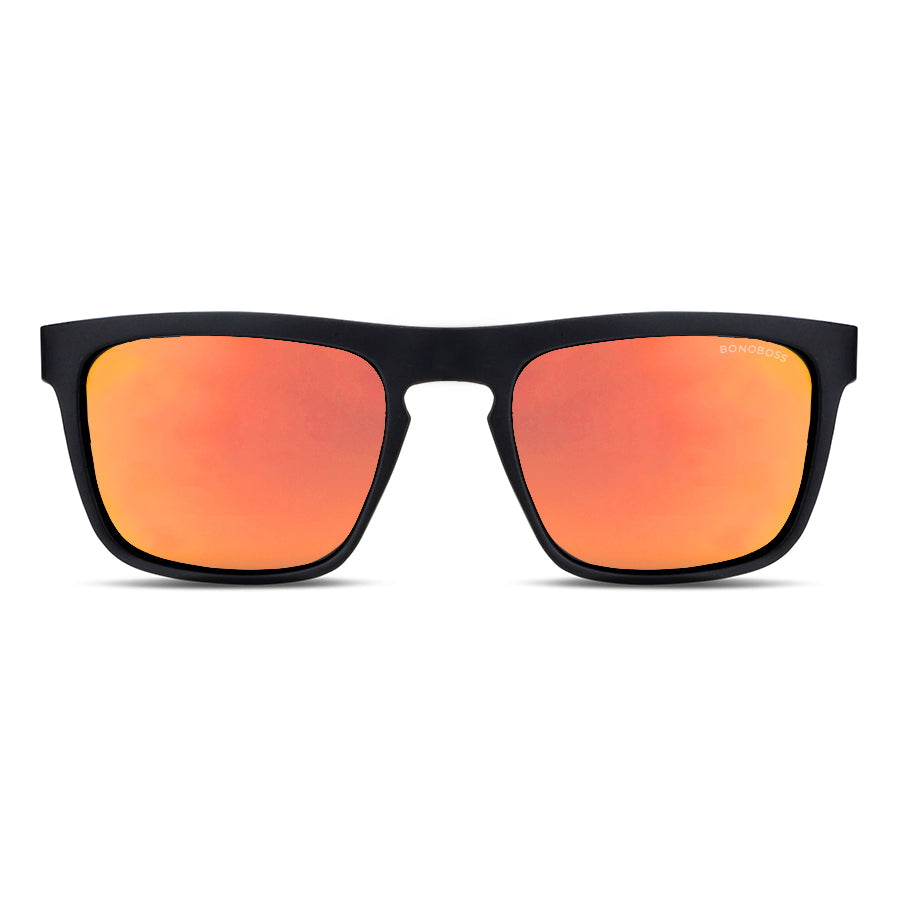 anteojos de sol rectangulares polarizados negros para hombre y mujer con lentes de color espejado dorado #color_espejado-dorado