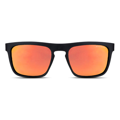 anteojos de sol rectangulares polarizados negros para hombre y mujer con lentes de color espejado dorado #color_espejado-dorado