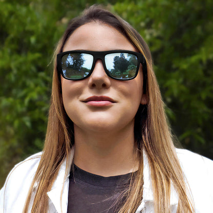 anteojos de sol rectangulares polarizados negros pata de madera  para hombre y mujer con lentes de color sky #color-marco_negro