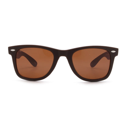 Acacia RPET Café lentes de sol cristal Brown vista frontal unisex madera reciclada #color_brown #foto_frontal