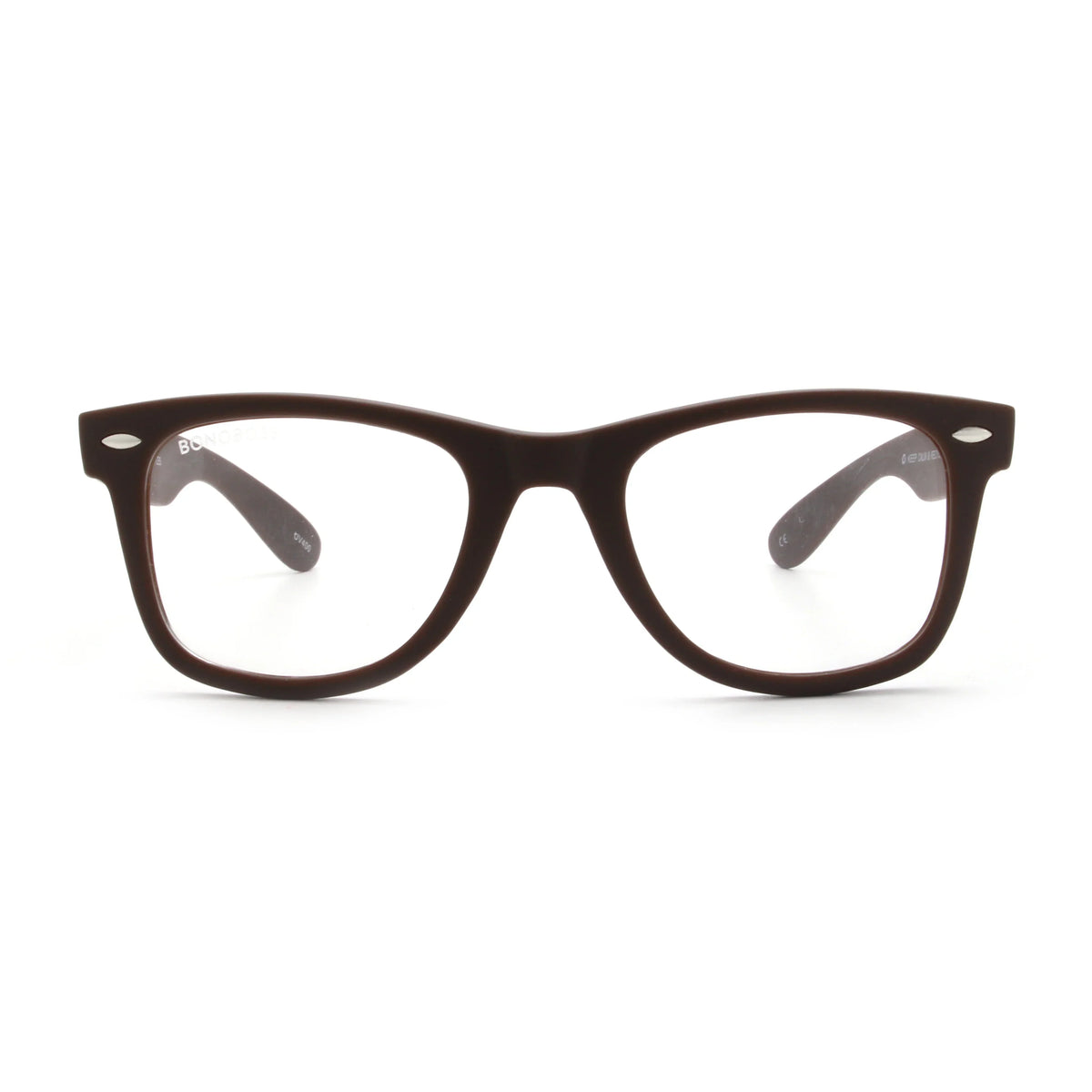 Acacia RPET Café armazón óptico demo sin tinte vista frontal unisex plástico reciclado #color_cafe #foto_frontal