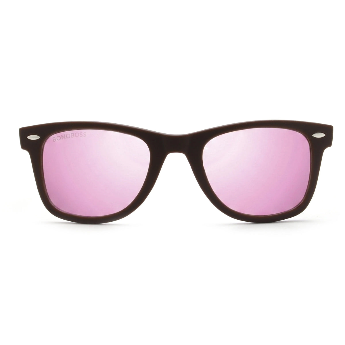 Acacia RPET Café lentes de sol cristal Espejado Pink vista frontal unisex madera reciclada #color_espejado-pink #foto_frontal