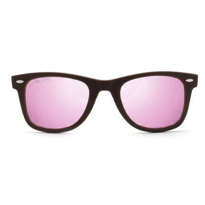 Acacia RPET Café lentes de sol cristal Espejado Pink vista frontal unisex madera reciclada #color_espejado-pink #foto_frontal