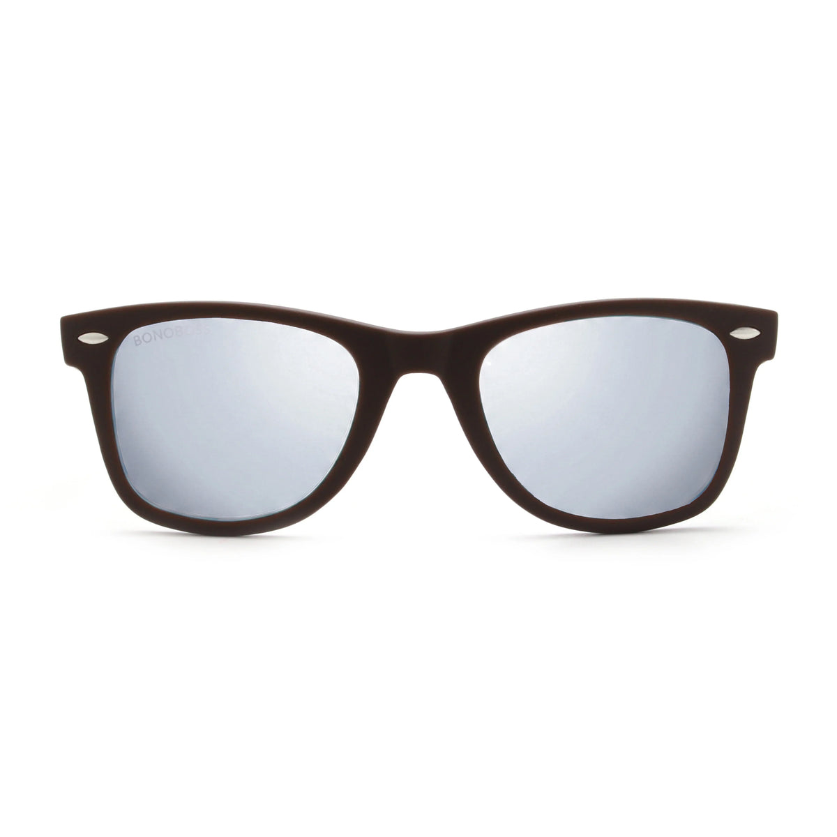 Acacia RPET Café lentes de sol cristal Espejado Silver vista frontal unisex madera reciclada #color_espejado-silver #foto_frontal