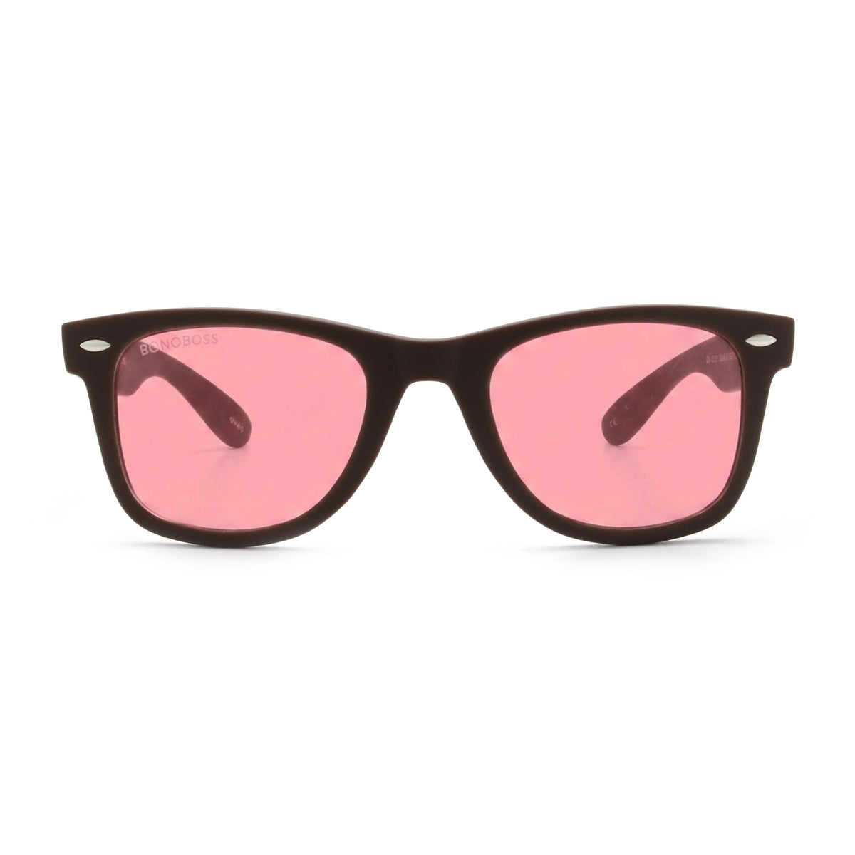 Acacia RPET Café lentes de sol cristal Pink vista frontal unisex madera reciclada #color_pink #foto_frontal