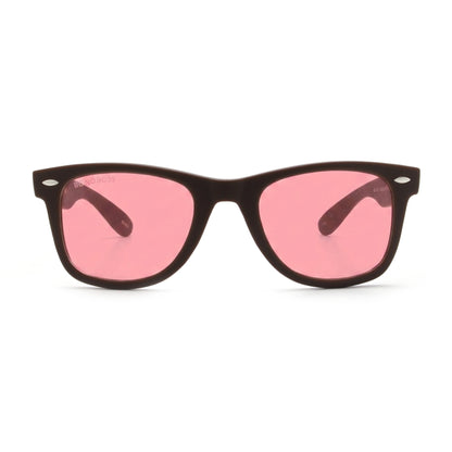 Acacia RPET Café lentes de sol cristal Pink vista frontal unisex madera reciclada #color_pink #foto_frontal