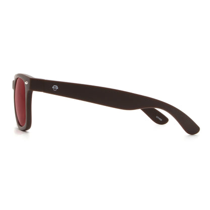 Acacia RPET Café lentes de sol cristal Rojo vista lateral unisex madera reciclada #color_rojo