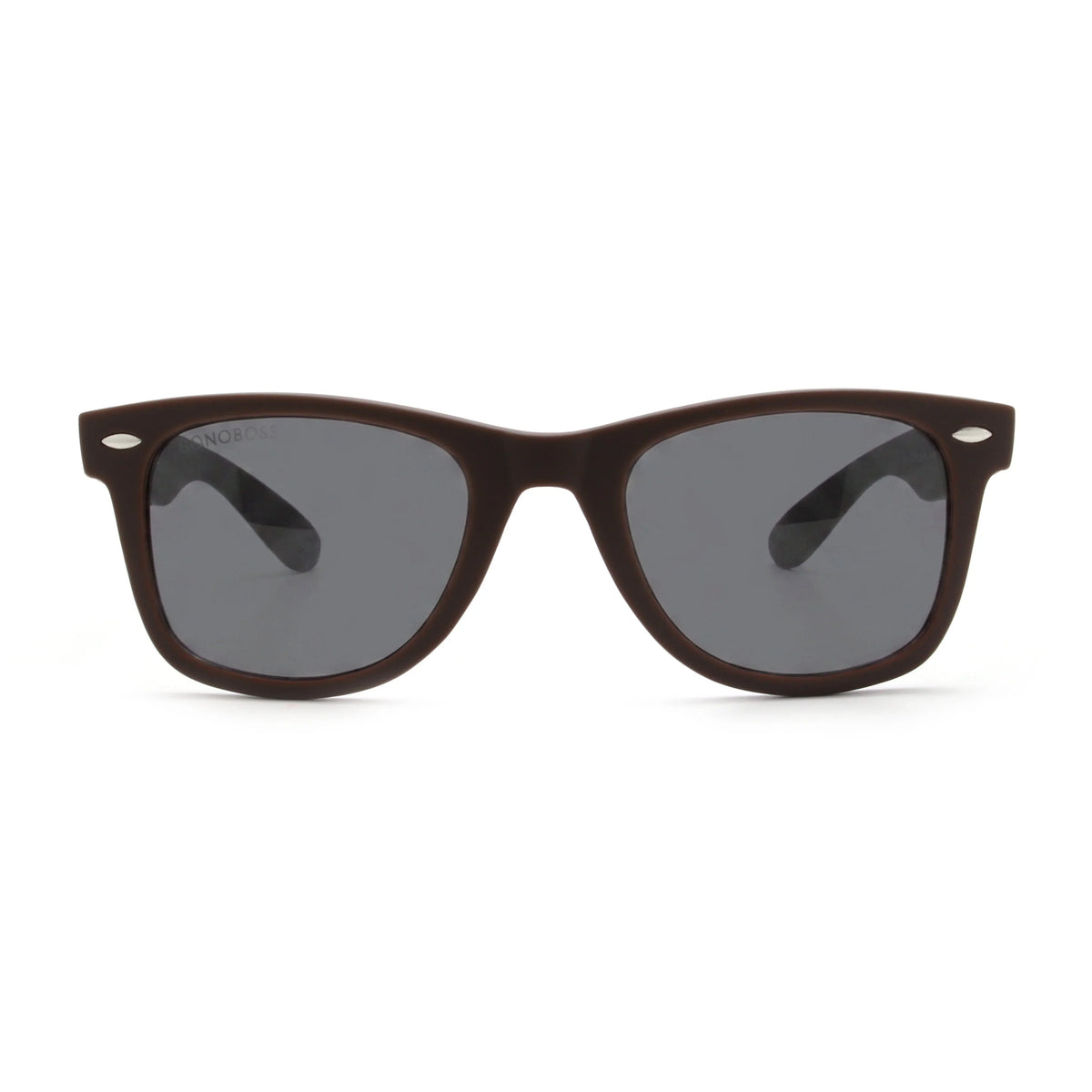 Acacia RPET Café lentes de sol cristal Smoke vista frontal unisex madera reciclada #color_negro #foto_frontal