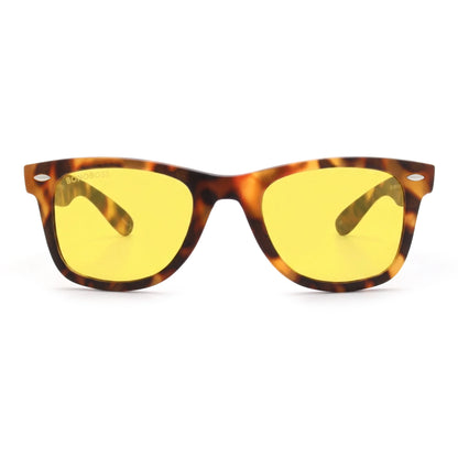 Acacia RPET Carey lentes de sol cristal Amarillo vista frontal unisex madera reciclada #color_amarillo #foto_frontal
