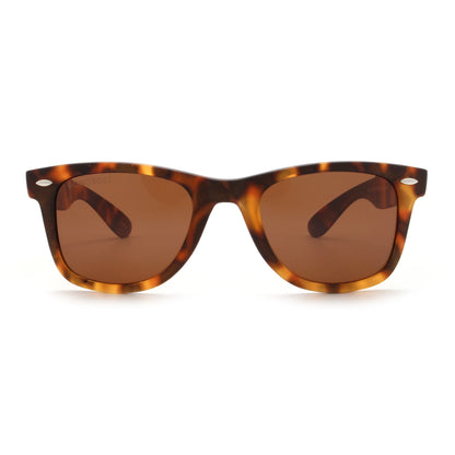 Acacia RPET Carey lentes de sol cristal Brown vista frontal unisex madera reciclada #color_brown #foto_frontal