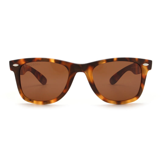 Acacia RPET Carey lentes de sol cristal Brown vista frontal unisex madera reciclada #color_brown #foto_frontal