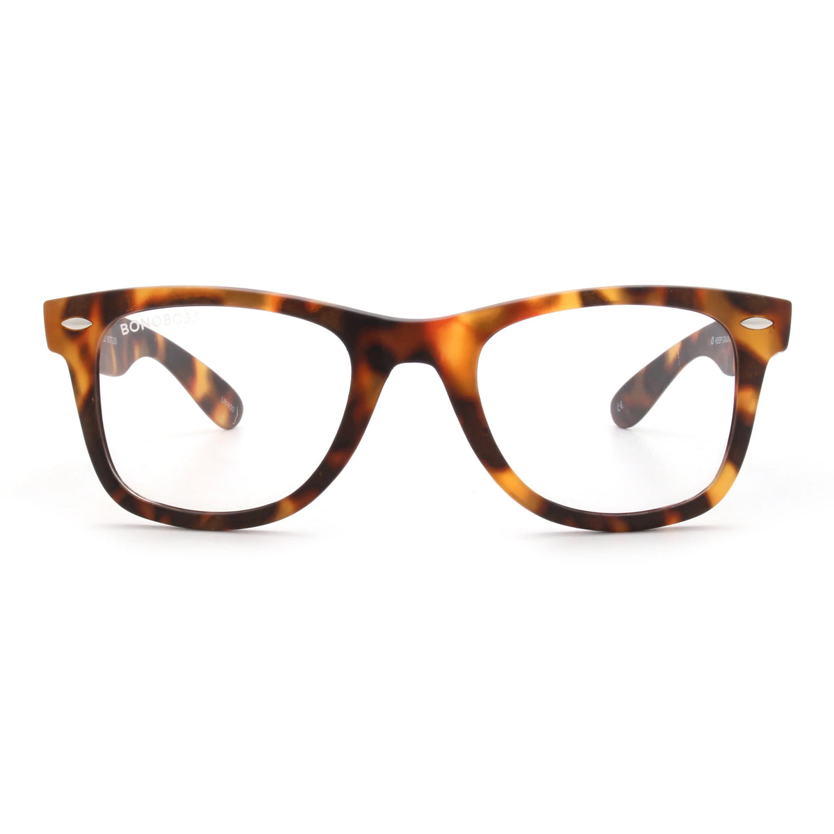 Acacia RPET Carey armazón óptico demo sin tinte vista frontal unisex plástico reciclado #color_carey #foto_frontal