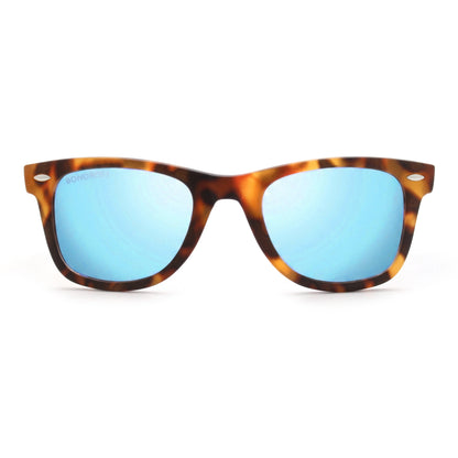 Acacia RPET Carey lentes de sol cristal Espejado Azul vista frontal unisex madera reciclada #color_espejado-azul #foto_frontal