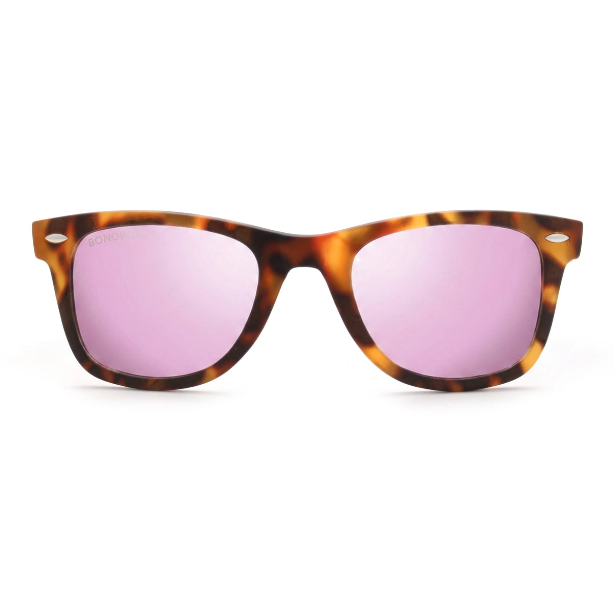 Acacia RPET Carey lentes de sol cristal Espejado Pink vista frontal unisex madera reciclada #color_espejado-pink #foto_frontal