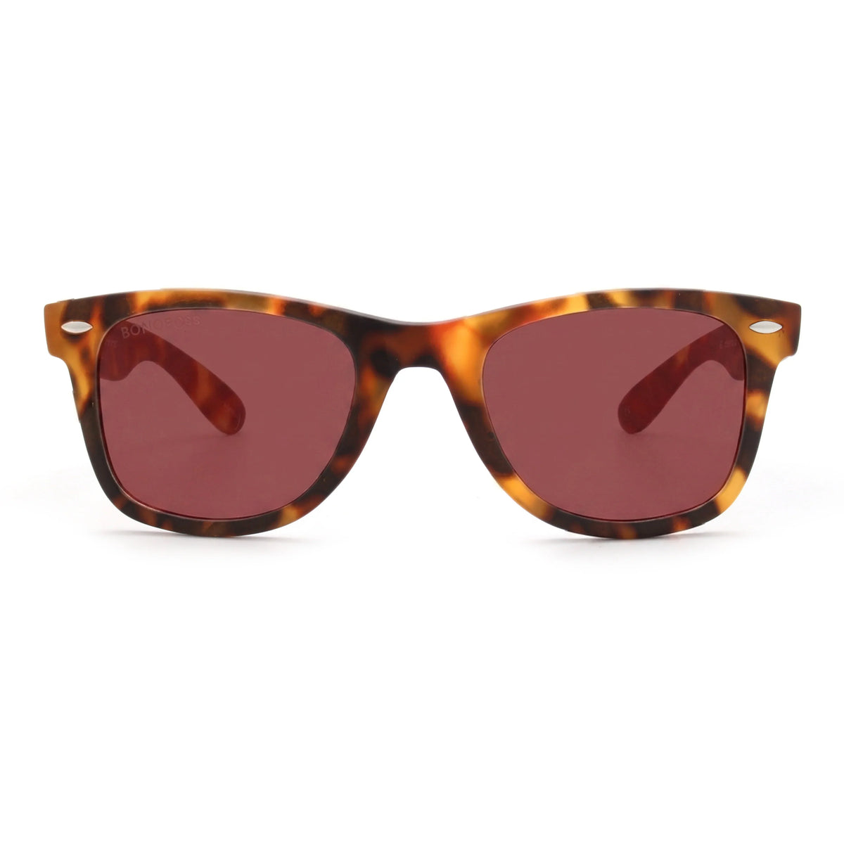 Acacia RPET Carey lentes de sol cristal Rojo vista frontal unisex madera reciclada #color_rojo #foto_frontal