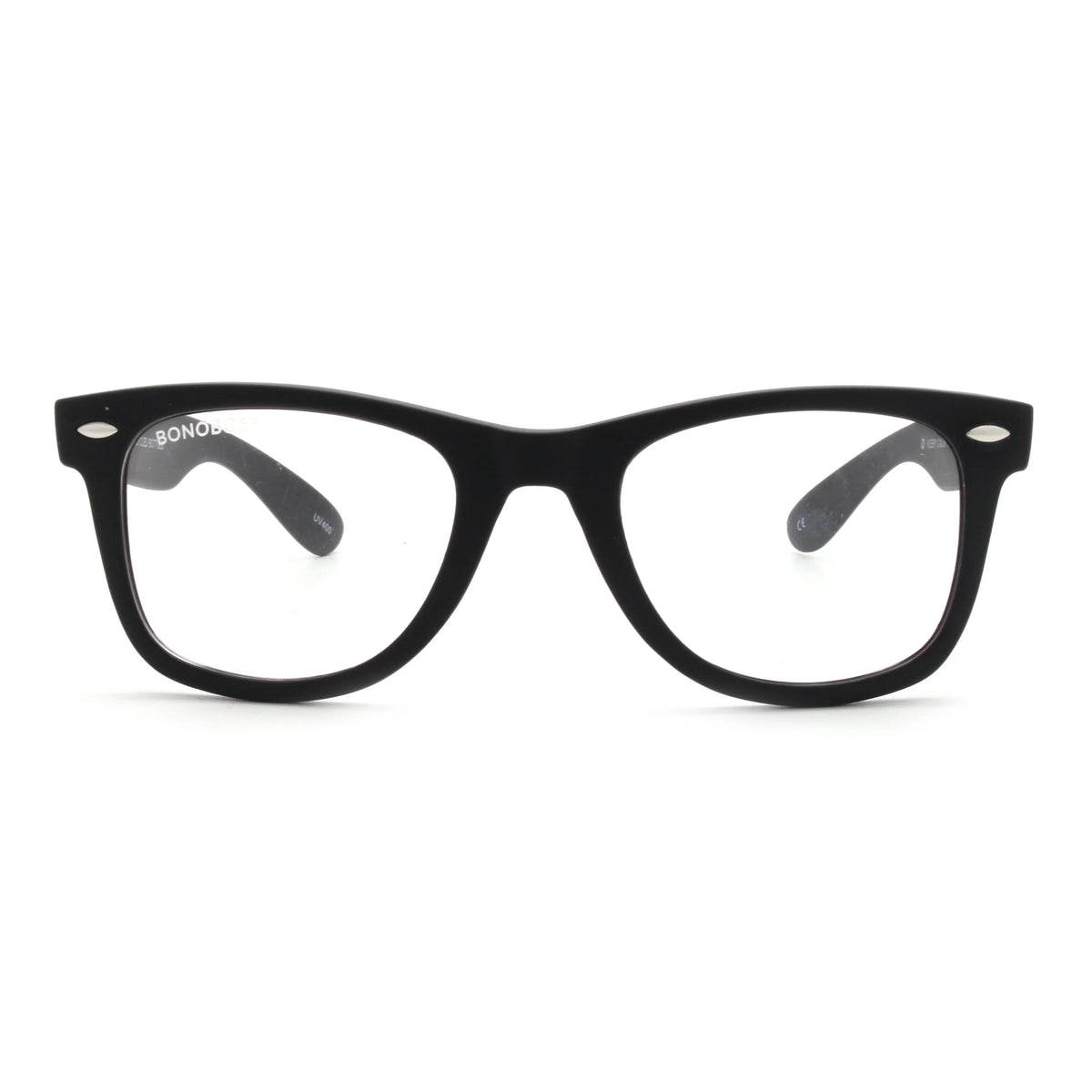 Acacia RPET Negro armazón óptico demo sin tinte vista frontal unisex plástico reciclado #color_negro #foto_frontal
