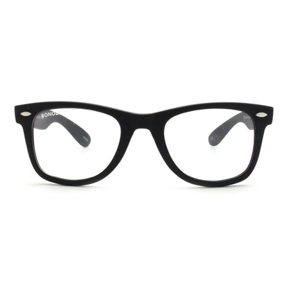 Acacia RPET Negro armazón óptico demo sin tinte vista frontal unisex plástico reciclado #color_negro #foto_frontal