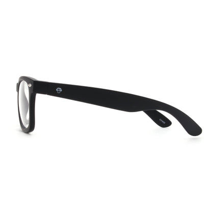 Acacia RPET Negro armazón óptico demo sin tinte vista lateral unisex plástico reciclado #color_negro