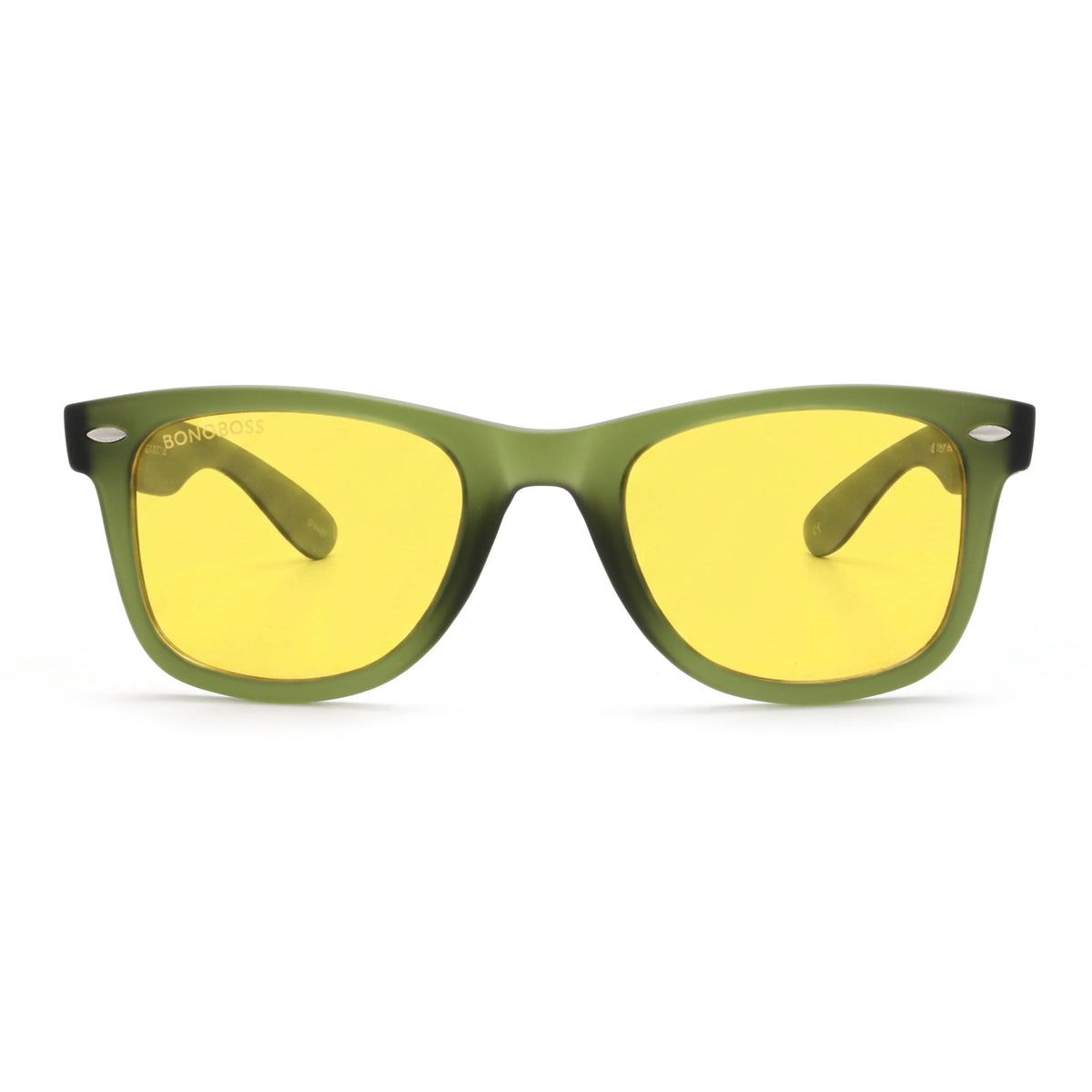 Acacia RPET Olive lentes de sol cristal Amarillo vista frontal unisex madera reciclada #color_amarillo #foto_frontal