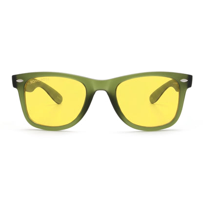 Acacia RPET Olive lentes de sol cristal Amarillo vista frontal unisex madera reciclada #color_amarillo #foto_frontal