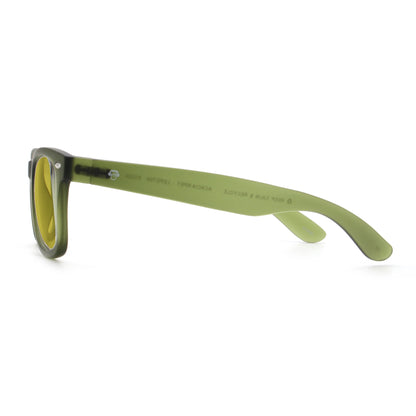 Acacia RPET Olive lentes de sol cristal Amarillo vista lateral unisex madera reciclada #color_amarillo