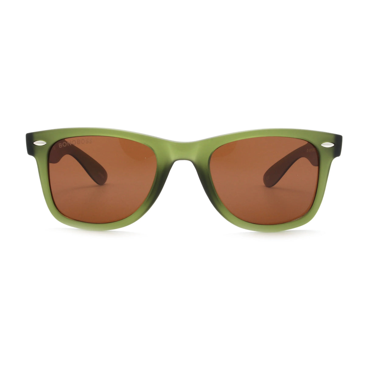 Acacia RPET Olive lentes de sol cristal Brown vista frontal unisex madera reciclada #color_brown #foto_frontal