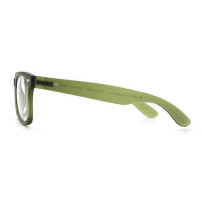 Acacia RPET Olive armazón óptico demo sin tinte vista lateral unisex plástico reciclado #color_olive