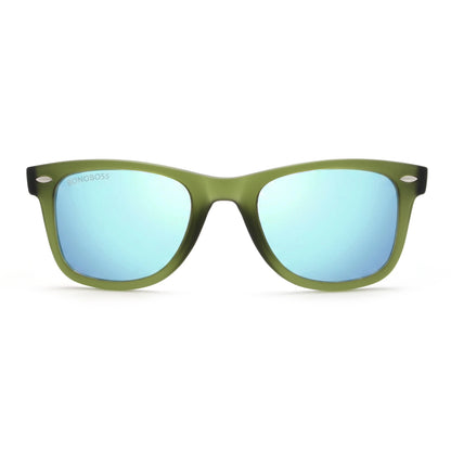 Acacia RPET Olive lentes de sol cristal Espejado Azul vista frontal unisex madera reciclada #color_espejado-azul #foto_frontal