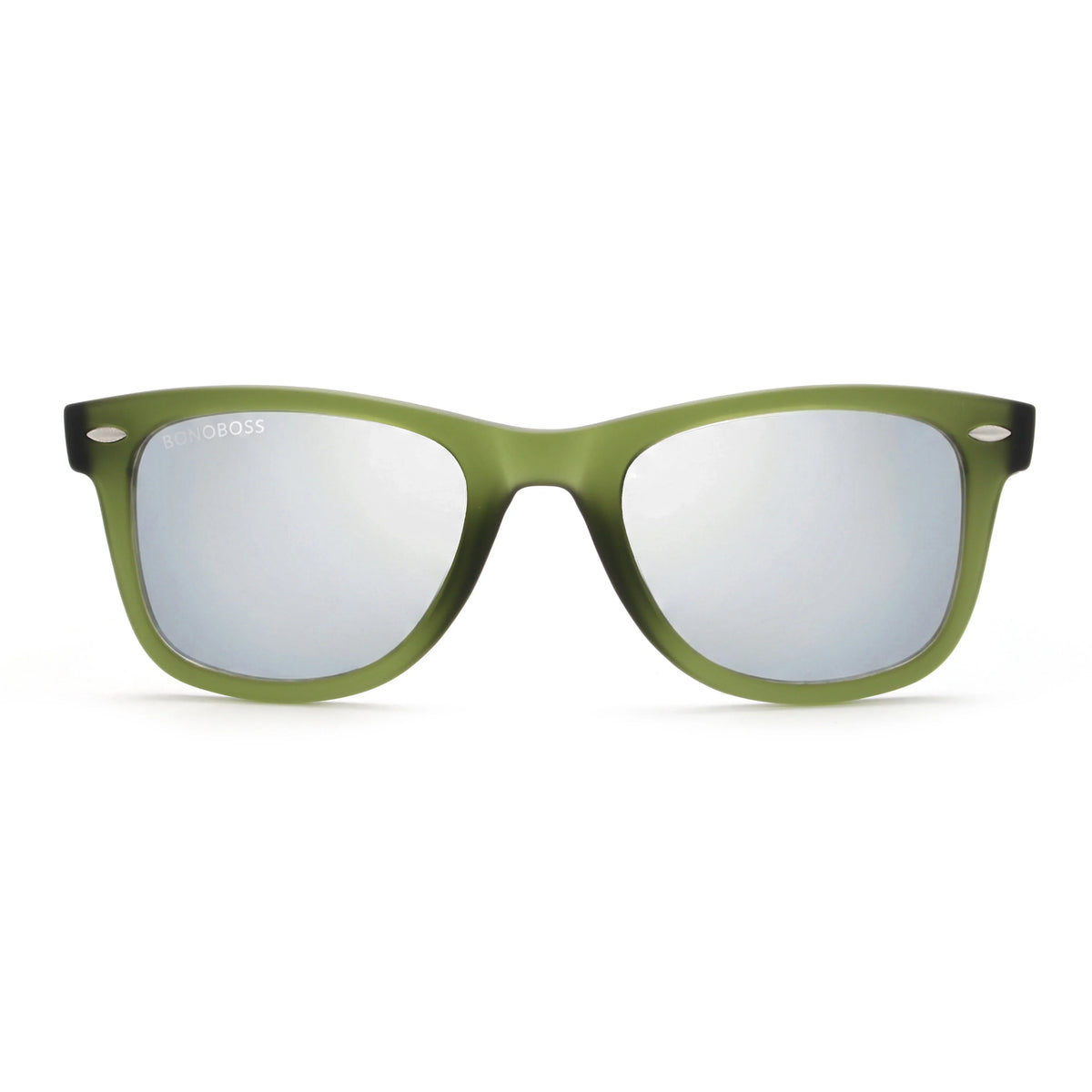Acacia RPET Olive lentes de sol cristal Espejado Silver vista frontal unisex madera reciclada #color_espejado-silver #foto_frontal