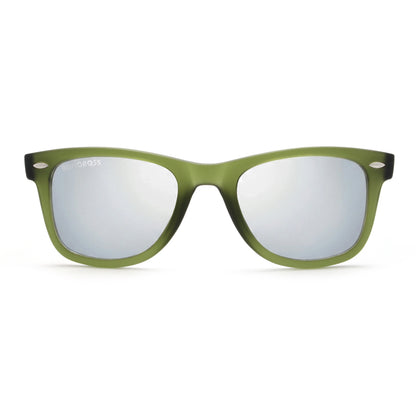 Acacia RPET Olive lentes de sol cristal Espejado Silver vista frontal unisex madera reciclada #color_espejado-silver #foto_frontal