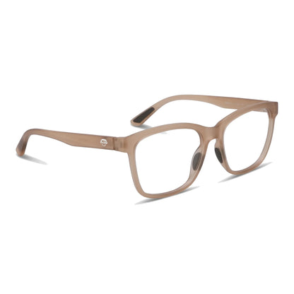 Lentes ópticos deportivos Bonoboss Comaneci Café armazón TR90 vista tres cuartos para gimnasia #editorial_angulo45 #color_champagne