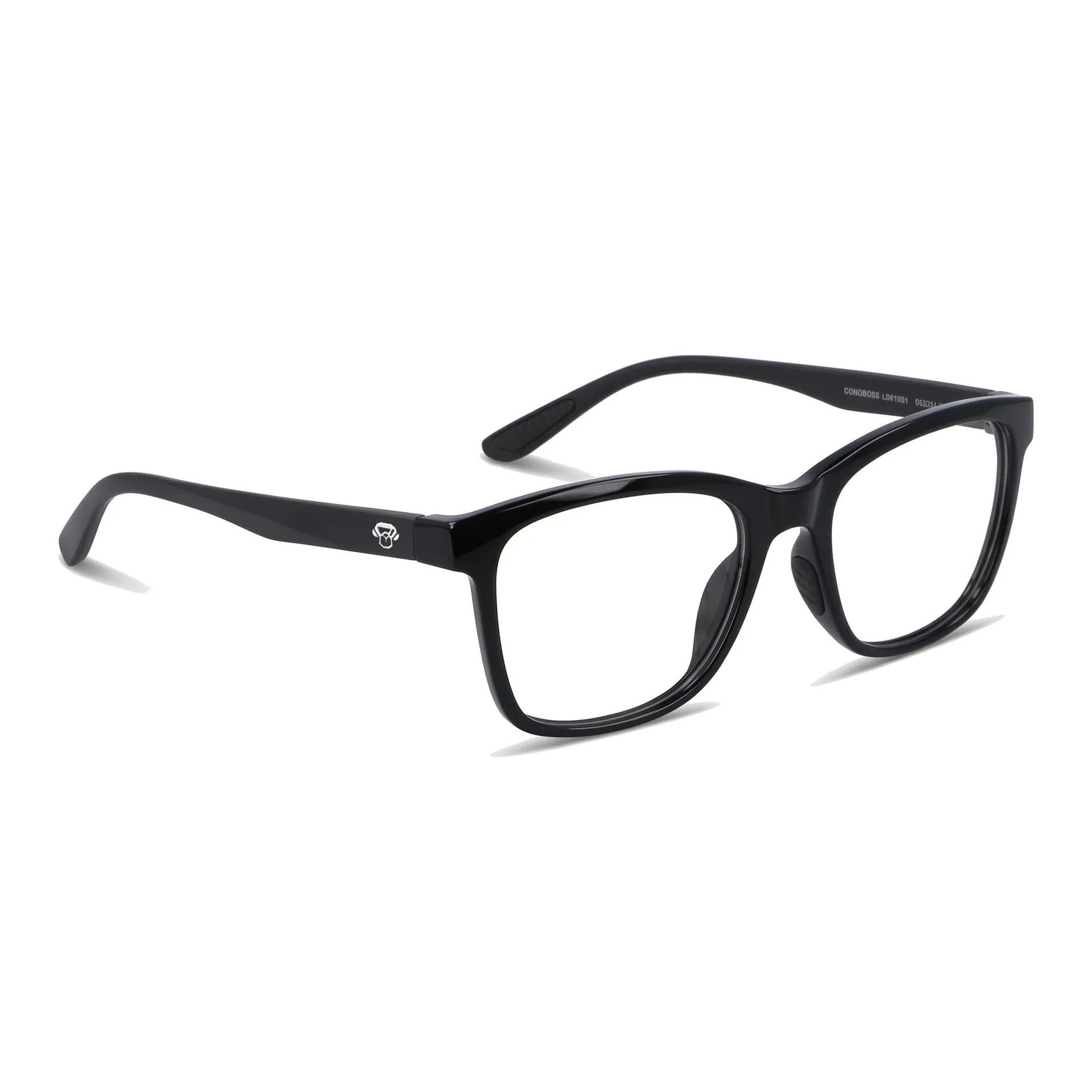Lentes ópticos deportivos Bonoboss Comaneci Negro armazón TR90 vista tres cuartos para gimnasia #editorial_angulo45 #color_negro