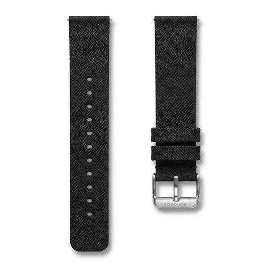 Bonoboss Correa Ultra Thin Nylon 22mm Negro - layout flat lay vista cenital #editorial_wb_canonical #color_negro