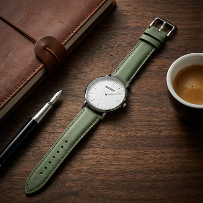 Bonoboss Correa Cuero Premium 22mm Green - still life premium madera reloj props #editorial_ctx_premium_stilllife #color_green
