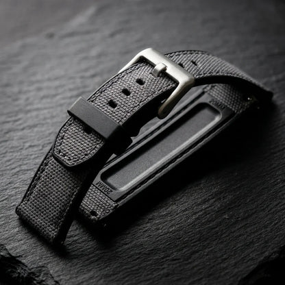 Bonoboss Correa Canvas + TPU 22mm Gris - macro textura material natural (v2) #editorial_ctx_macro_texture_v2 #color_gris