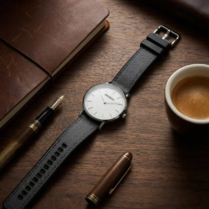 Bonoboss Correa Canvas + TPU 22mm Gris - still life premium madera reloj props #editorial_ctx_premium_stilllife #color_gris