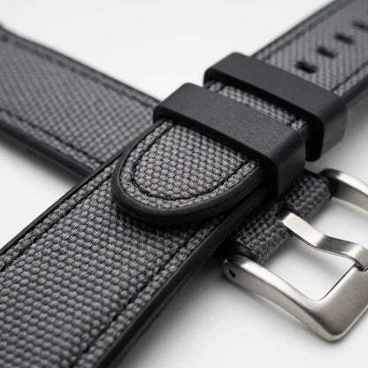 Bonoboss Correa Canvas + TPU 22mm Gris - macro detalle costura textura #editorial_wb_macro_stitch #color_gris