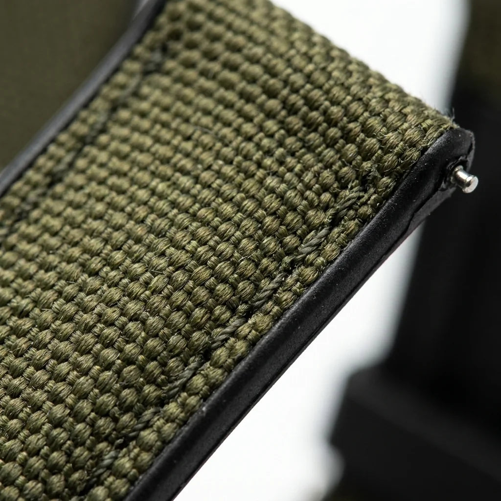 Bonoboss Correa Canvas + TPU 22mm Verde - macro detalle costura textura #editorial_wb_macro_stitch #color_verde