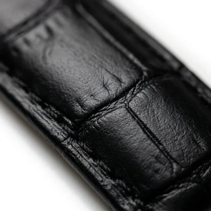 Bonoboss Correa Cuero Premium 22mm Negro - macro detalle costura textura #editorial_wb_macro_stitch #color_negro