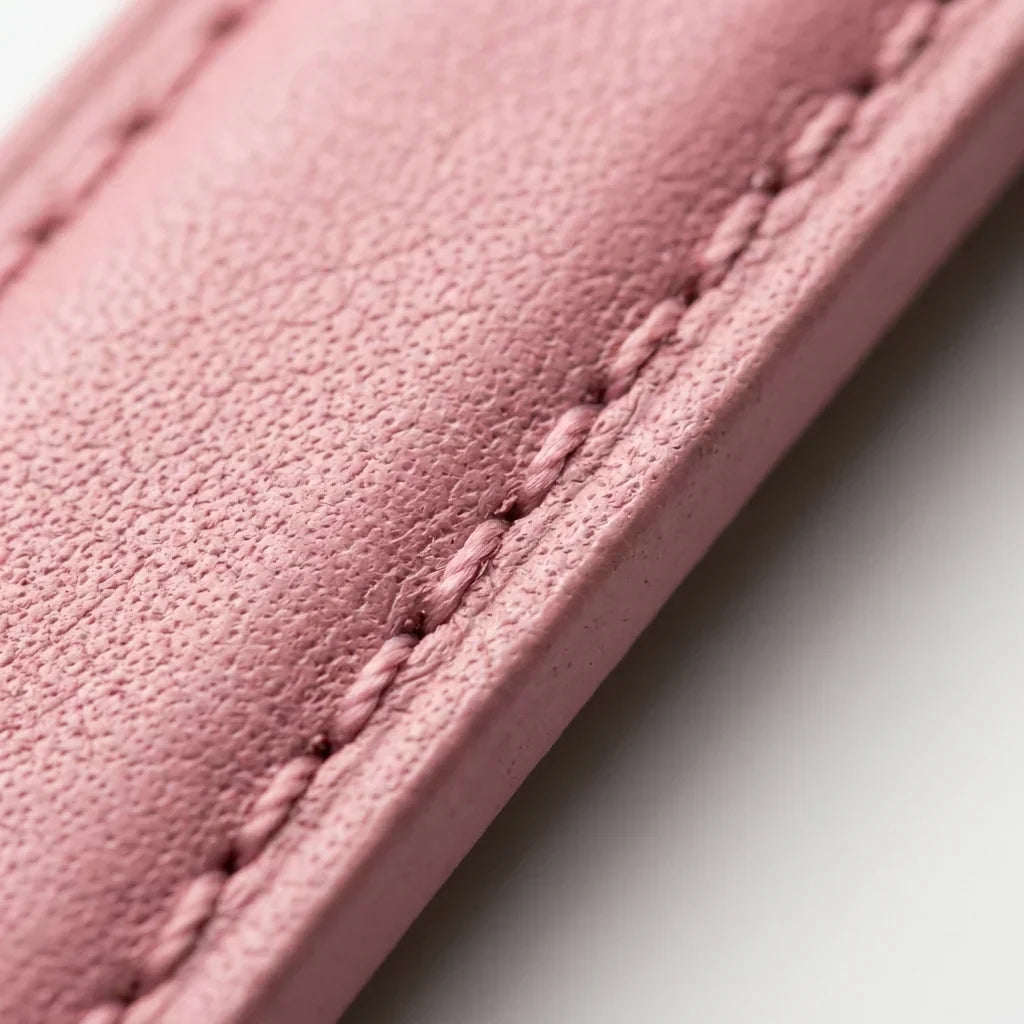 Bonoboss Correa Cuero Premium 22mm Rosado - macro detalle costura textura #editorial_wb_macro_stitch #color_rosado