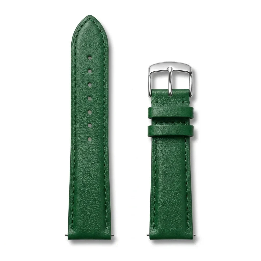 Bonoboss Correa Cuero Premium 22mm Verde - layout flat lay vista cenital #editorial_wb_canonical #color_verde