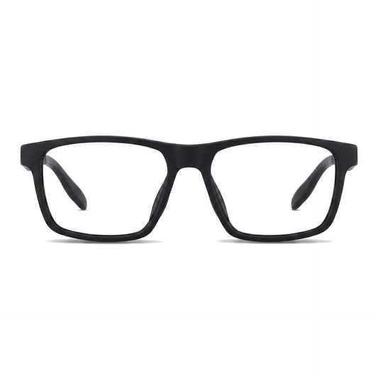 Lentes ópticos deportivos Bonoboss Senna Negro vista frontal armazón rectangular #editorial_frontal #color_negro