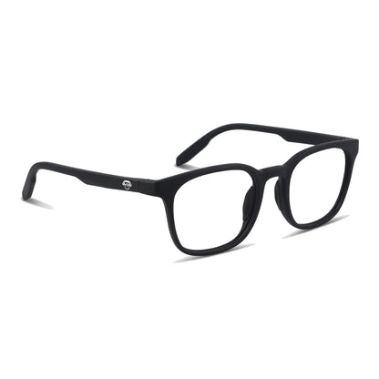 Lentes ópticos deportivos Bonoboss Serena Negro armazón cuadrado vista tres cuartos con grip #editorial_angulo45 #color_negro