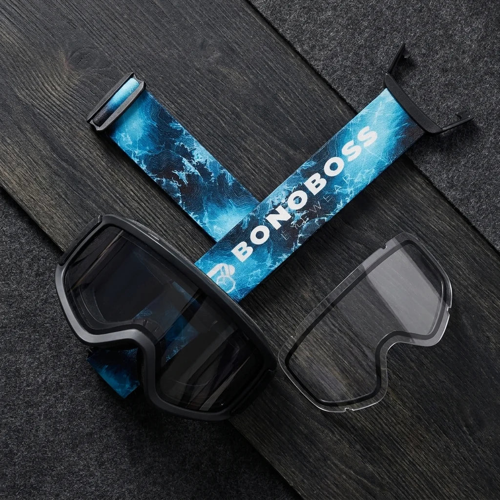 Bonoboss Strap repuesto para Antiparra de Nieve Powder Calipso - kit flat lay strap #editorial_kit_completo #color_calipso