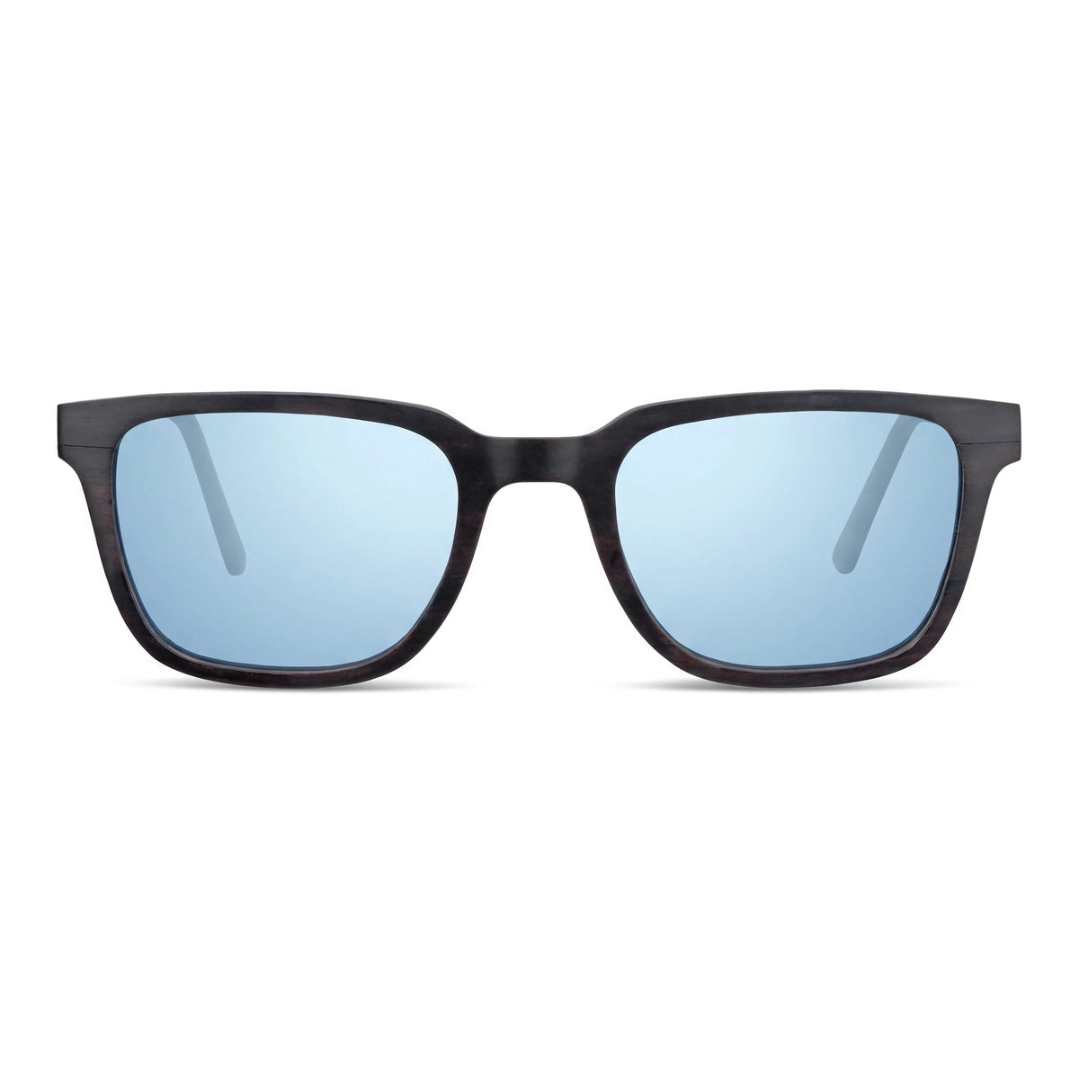 Lentes de sol Thanos Ébano Natural cristal espejado azul ice vista frontal madera de ébano natural unisex #color_espejado-azul-ice