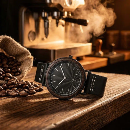 Bonoboss Toki Ébano BlackWave - reloj still life barra cafe de especialidad #editorial_ctx_barista_counter #color_negro