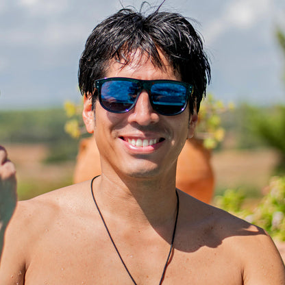 GirlFriend Reverse lentes de sol UV400 acabado espejado azul brillante estilo retro para hombre y mujer #color_espejado-azul